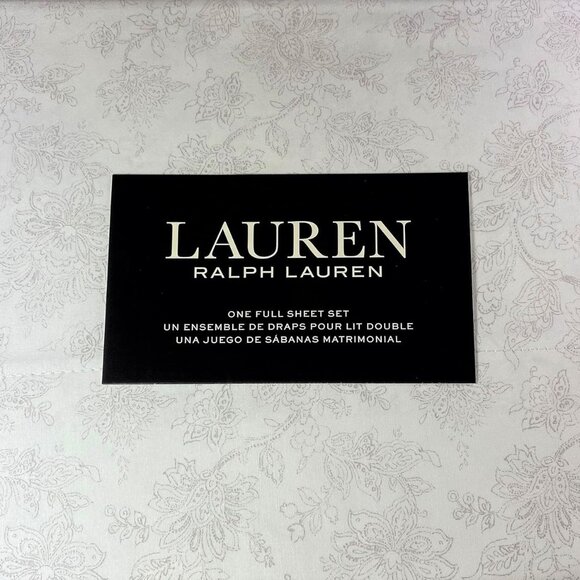 NEW Lauren Ralph Lauren Jacobean Grey White Floral Toile FULL size 4pc sheet set - Picture 1 of 3